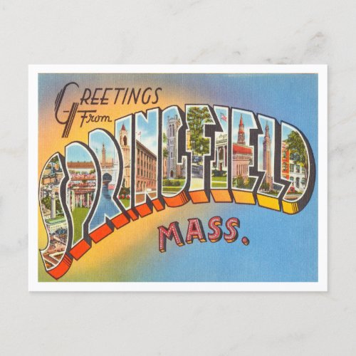 Greetings from Springfield Massachusetts Travel Postcard