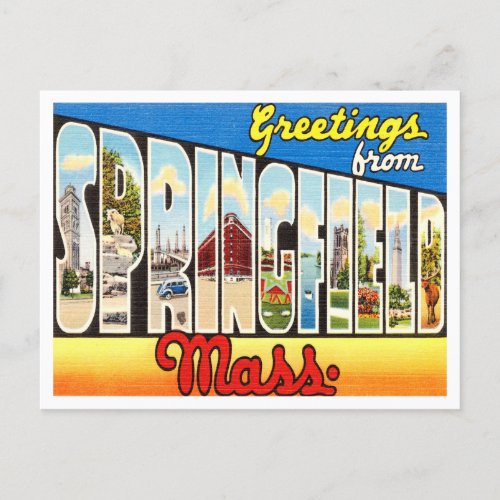 Greetings from Springfield Massachusetts Travel Postcard