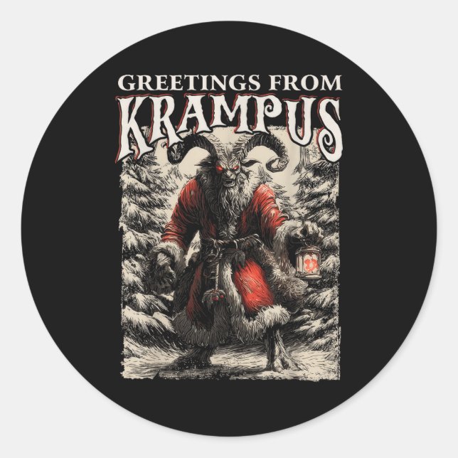 Greetings From Ss Vom Krampus Festive Horror Chris Classic Round Sticker (Front)