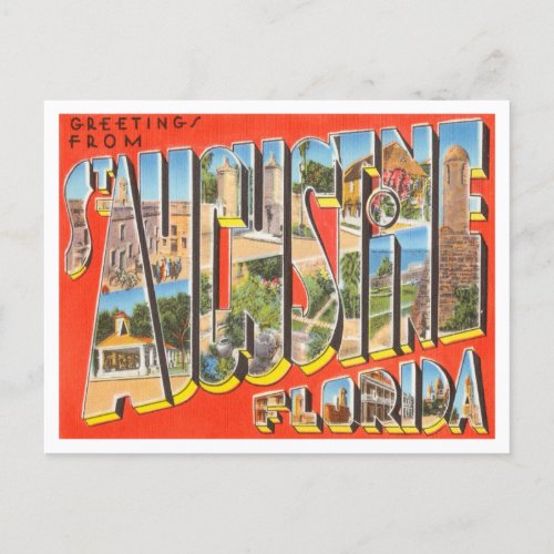 Greetings from St Augustine Florida Travel Postcard