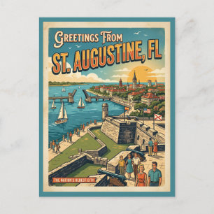 Greetings From St Augustine Retro Postcard