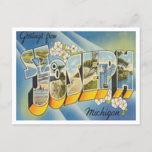 Greetings from St Joseph Michigan Vintage Travel Postcard