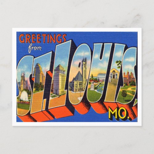 Greetings from St Louis Missouri Vintage Travel Postcard