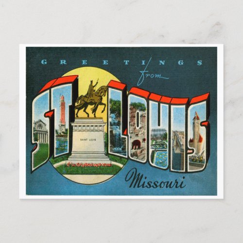 Greetings from St Louis Missouri Vintage Travel Postcard
