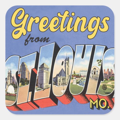 Greetings from St Louis MO vintage travel Square Sticker
