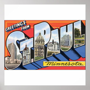 Greetings From St. Paul Minnesota, Vintage Poster