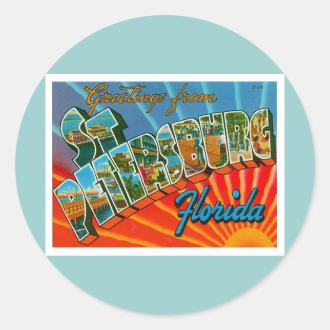 Greetings From St. Petersburg Florida Classic Round Sticker (Front)
