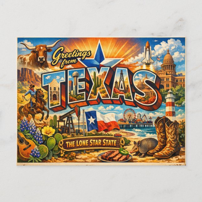 Greetings From State Postcard  (Front)