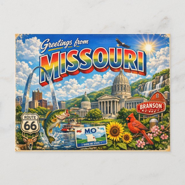 Greetings From State Postcard  (Front)