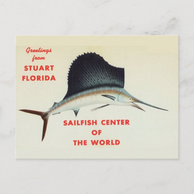 Greetings from Stuart, Florida, Sailfish Center Postcard (Front)