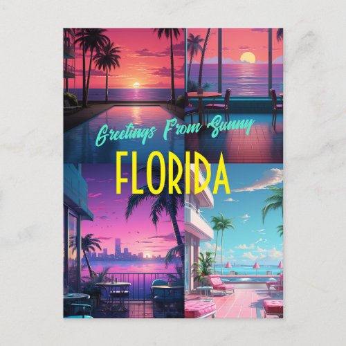 Greetings From Sunny Florida Holiday Postcard