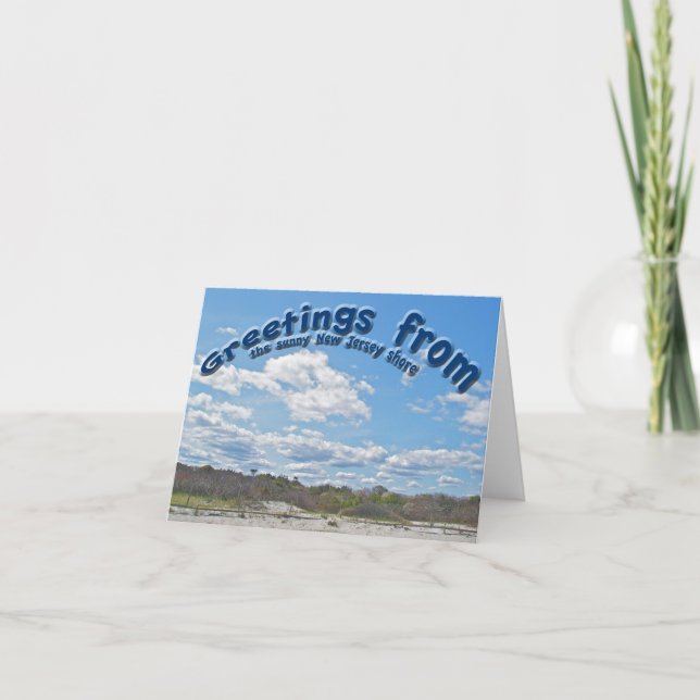 Greetings From Sunny New Jersey Shore Note Card (Front)