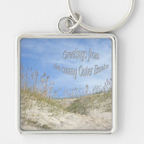 Greetings From Sunny OBX Sea Oats Items Keychain
