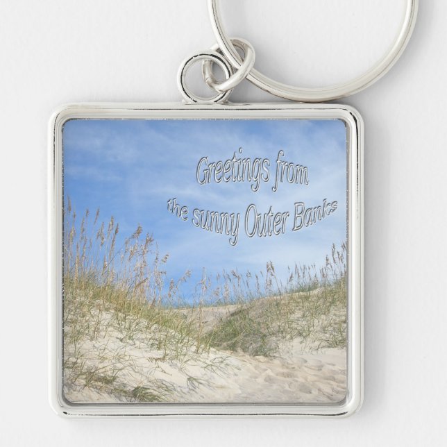 Greetings From Sunny OBX Sea Oats Items Keychain (Front)