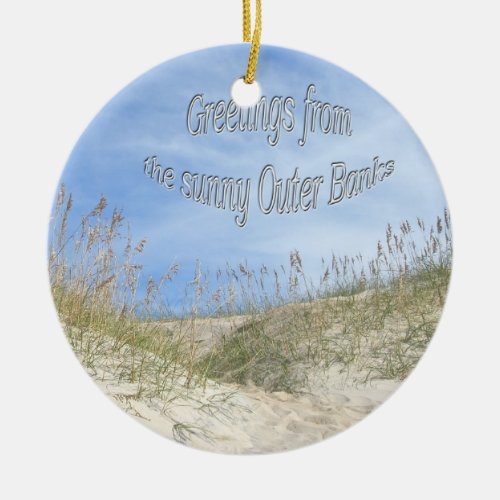 Greetings From Sunny OBX Sea Oats Ornament
