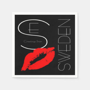 Greetings from Sweden Swedish Red Lipstick Kiss Paper Napkins