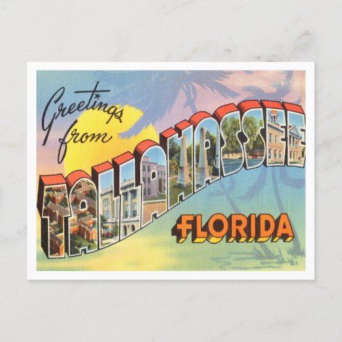 Greetings from Tallahassee Florida Vintage Travel Postcard