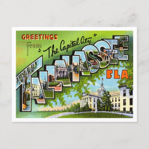 Greetings from Tallahassee Florida Vintage Travel Postcard