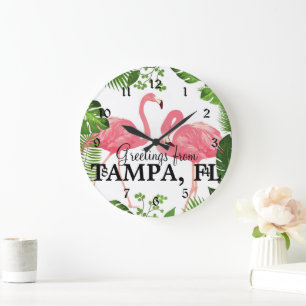 Greetings from Tampa, FL Large Clock