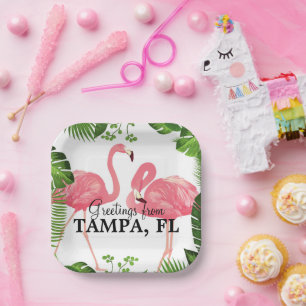 Greetings from Tampa, FL Paper Plates
