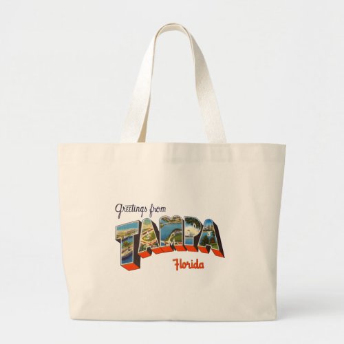 Greetings from Tampa Florida Large Tote Bag