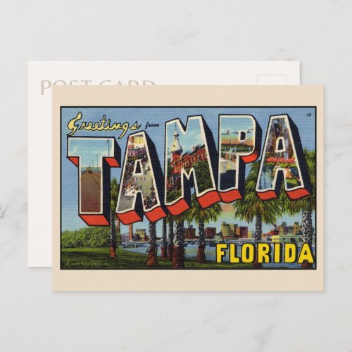 Greetings from Tampa Florida Vintage Postcard