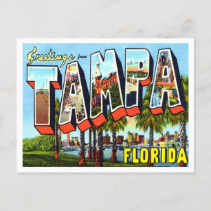 YBOR CITY, Tampa Florida FL ~ SPANISH PLAZA Street Scene - Cannon Shoes  Postcard
