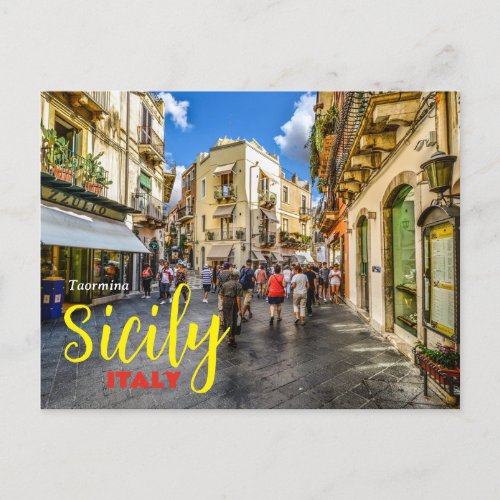 Greetings from Taormina Sicily Italy Postcard