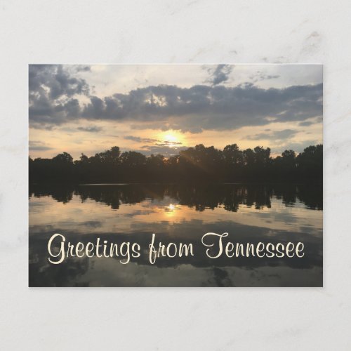 GREETINGS FROM TENNESSEE lake sunset photograph  Postcard
