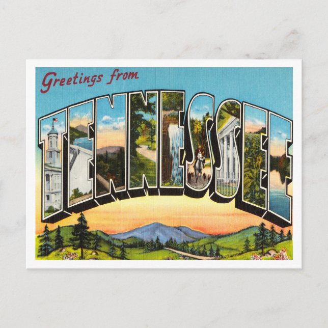 Greetings from Tennessee Vintage Travel Postcard (Front)
