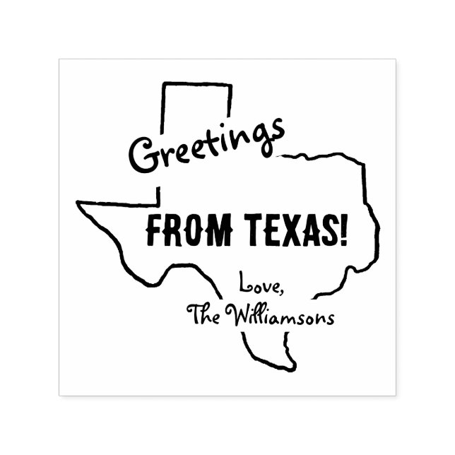 Greetings From Texas Family Name Rustic Self-inking Stamp (Design)