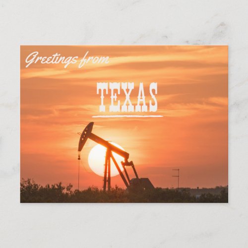 Greetings From Texas Oil Well Pumpjack  Postcard