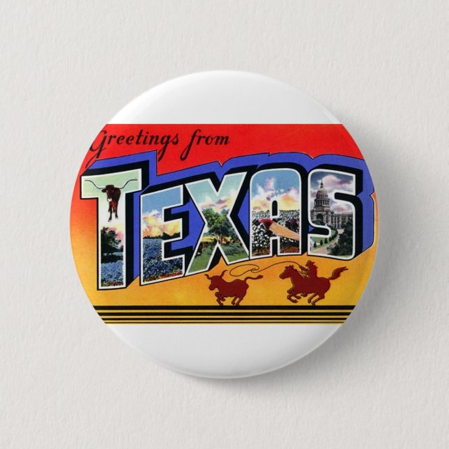 Greetings From Texas Pinback Button (Front)