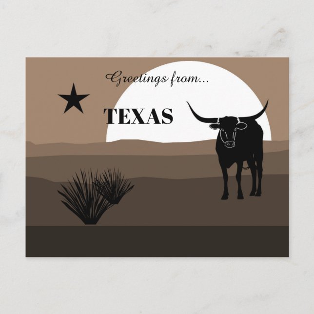 Greetings from Texas State Earth Tones Postcard (Front)