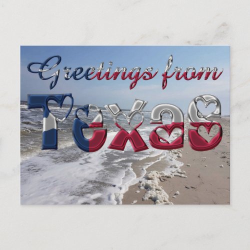 Greetings from Texas State Flag Hearts USA Postcard