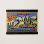 Greetings from Texas the Lone Star State Puzzle<br><div class="desc">Greetings from Texas the Lone Star State vintage retro postcard puzzle.</div>