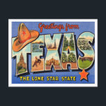 Greetings from Texas, The Lone Star State Travel Postcard<br><div class="desc">Greetings from Texas,  The Lone Star State Vintage Travel</div>