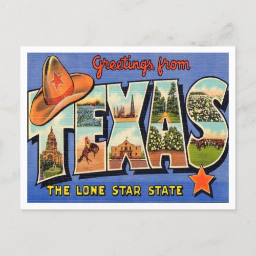 Greetings from Texas The Lone Star State Travel Postcard