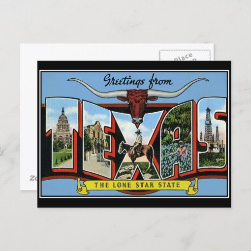 Greetings from Texas Vintage Postcard | Zazzle