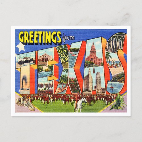 Greetings from Texas Vintage Travel Postcard