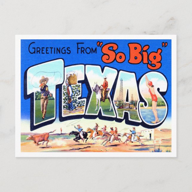 Greetings from Texas Vintage Travel Postcard (Front)