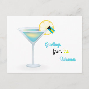 Greetings From The Bahamas Cocktail Holiday Card