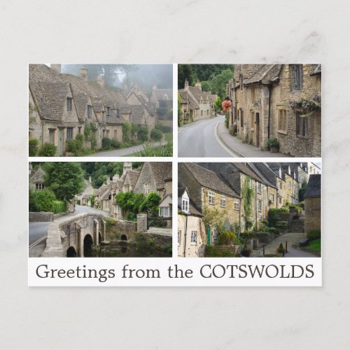 Greetings from the Cotswolds collage postcard