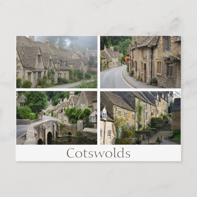 Greetings from the Cotswolds collage text postcard (Front)