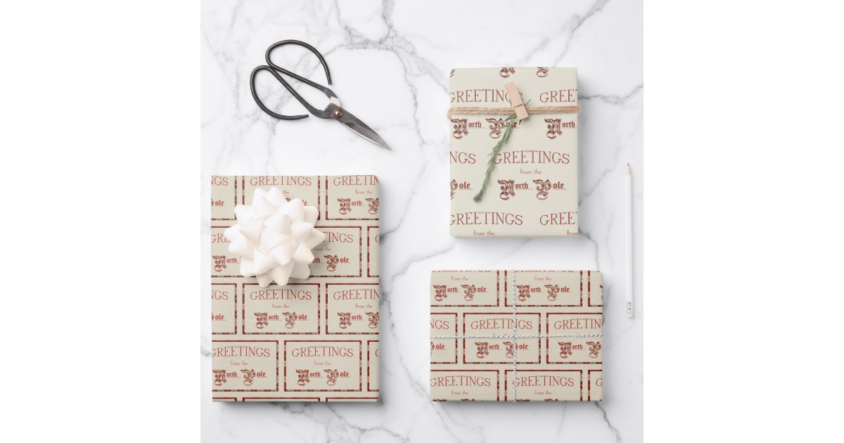 Christmas Photo Collage Holiday Red Newspaper Wrapping Paper