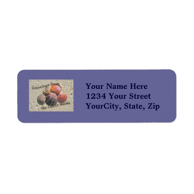 Greetings from the Outer Banks Seashells Items Label (Front)