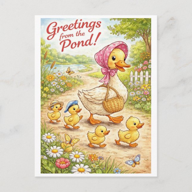 Greetings from the pond! Postcard (Front)