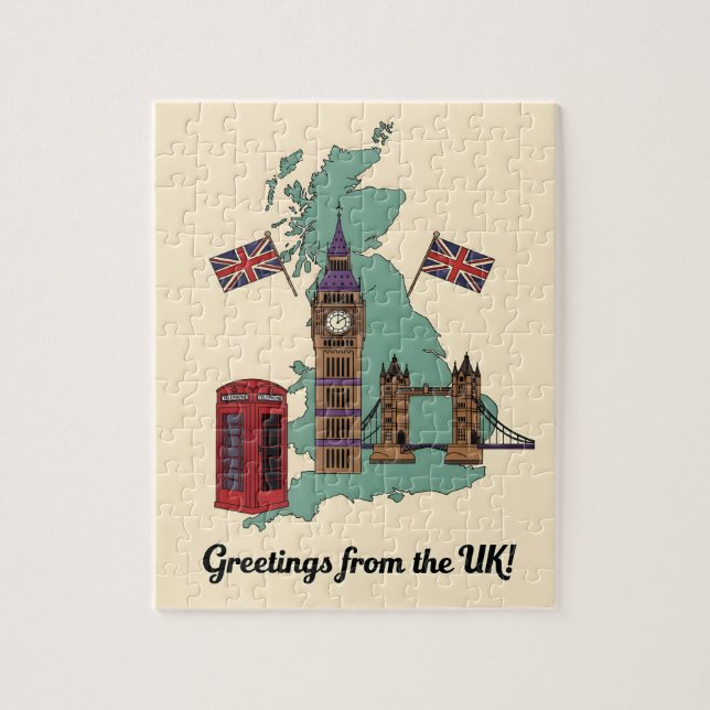 Greetings from the UK British Landmarks Travel Jigsaw Puzzle (Vertical)