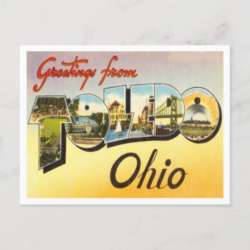 Greetings from Toledo Ohio Vintage Travel Postcard