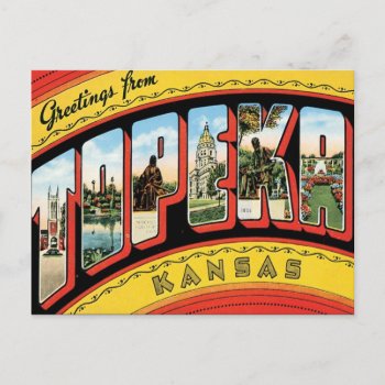 Greetings From Topeka Kansas Postcard by Trendshop at Zazzle
